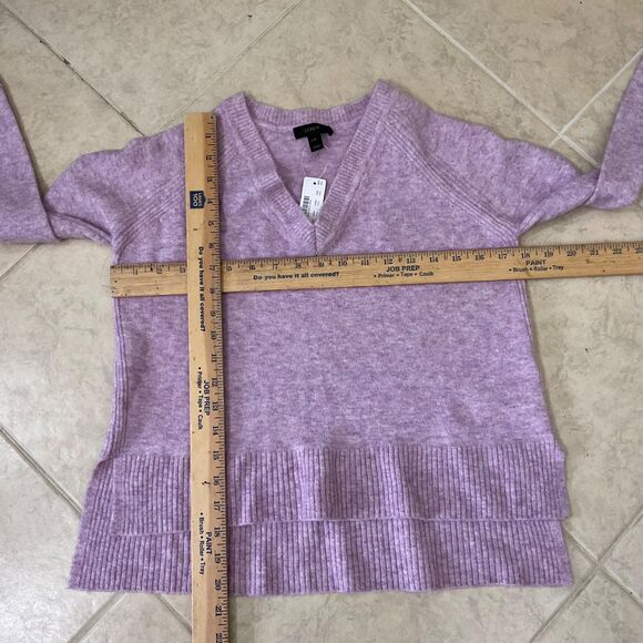 NWT J. Crew V-neck Sweater Alpaca Wool Blend women’s XXS light purple soft - Picture 7 of 13